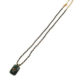African Turquoise Pendant with Tiger's Eye Glass Beads Necklace