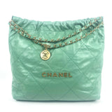 Almond Green 22 Quilted Hobo Bag / CHANEL