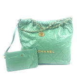 Almond Green 22 Quilted Hobo Bag / CHANEL