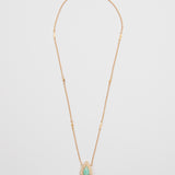 Amazonite Drop Pendant Set with White Zircons and Small Gold-plated Tassels Necklace - model BABY PRINCESS / SHIREL BELLAICHE