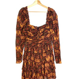 Amber NAIYA Lurex-Cotton Blend Tiered Long Sleeves Mini Dress / ULLA JOHNSON - Size US 4