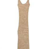 Camel NASH Cotton Ribbed Side Split Fitted Maxi Dress / ANNA QUAN - Size US 4
