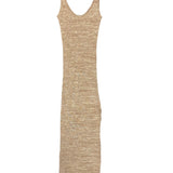 Camel NASH Cotton Ribbed Side Split Fitted Maxi Dress / ANNA QUAN - Size US 4