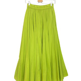Plain Cotton Elastic Waist Midi Skirt - One Size