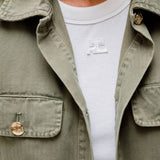 Army Green COREY Spread-collar Cotton Jacket / ANINE BING - Size XS