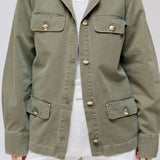 Army Green COREY Spread-collar Cotton Jacket / ANINE BING - Size XS