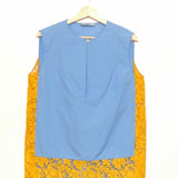 Astro Blue Sleeveless Poplin-blend Guipure Lace Top / PRADA - Size 44