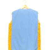 Astro Blue Sleeveless Poplin-blend Guipure Lace Top / PRADA - Size 44