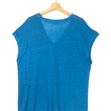 Azure Blue Oversized V-neck Tee - One Size