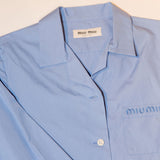 Azzurro Blue Button-down Poplin Long Sleeves Shirt / MIU MIU - Size 36