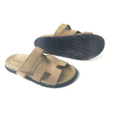 Beige Albâtre CHYPRE Suede Goatskin Techno Sandals / HERMES - Size 39.5