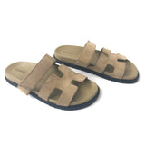Beige Albâtre CHYPRE Suede Goatskin Techno Sandals / HERMES - Size 39.5