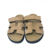 Beige Albâtre CHYPRE Suede Goatskin Techno Sandals / HERMES - Size 39.5