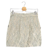 Beige and Silver YAMAS Metallic Jacquard Skirt / IRO - Size 38