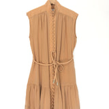 Beige Buttoned Down Silk Sleeveless Mini Dress with Belt / ZIMMERMANN - Size 1