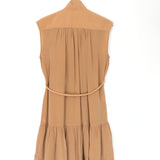 Beige Buttoned Down Silk Sleeveless Mini Dress with Belt / ZIMMERMANN - Size 1