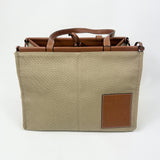 Beige Canvas Leather Anagram Cushion Tote Bag / LOEWE