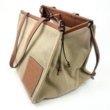 Beige Canvas Leather Anagram Cushion Tote Bag / LOEWE