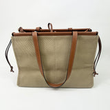 Beige Canvas Leather Anagram Cushion Tote Bag / LOEWE