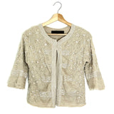 Beige Chiffon Silk Sequined Embellished Jacket / ELIE SAAB - Size 42