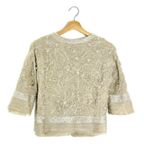 Beige Chiffon Silk Sequined Embellished Jacket / ELIE SAAB - Size 42