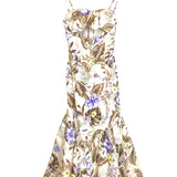 Beige COCO Bow-embellished Cutout Floral-print Linen Midi Dress / ZIMMERMANN - Size 0