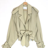 Beige Concrete SIMONA Cropped Trench Coat / THE FRANKIE SHOP - Size XS