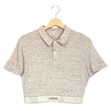Beige Cotton and Wool Cropped Short Sleeves Polo Tee / LOEWE - Size M