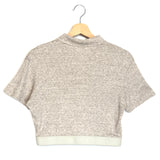 Beige Cotton and Wool Cropped Short Sleeves Polo Tee / LOEWE - Size M