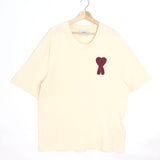 Beige Cotton Jersey Heart-Patch T-Shirt / AMI PARIS - Size L