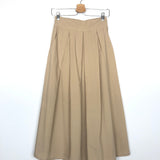 Beige Cotton Midi Skirt - One Size