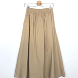 Beige Cotton Midi Skirt - One Size