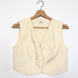 Beige Cropped Linen-blend Vest / SANDRO - Size 1