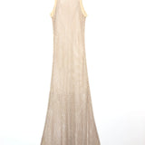 Beige Crystal Embellished HOLLYWOOD Mesh Midi Dress / SANDRO