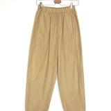 Beige Elastic Waist Cotton Pants - One Size