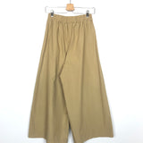 Beige Elastic Waist Palazzo Cotton Pants - One Size