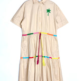 Beige EXUMA CAEYS Embroidered Organic Cotton Maxi Dress / MIRA MIKATI - Size 38