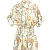 Beige Floral Print Belted Linen Romper / ZIMMERMANN - Size 1