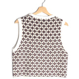 Beige Geometric Motifs Sleeveless Cropped Jumper / MAJE - Size 3