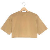 Beige GUPO Cropped Organic Cotton T-shirt / LOULOU STUDIO - Size S