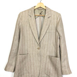 Beige Hue MARISA Pinstriped Oversized Linen Blazer Jacket / MAX MARA - Size 36