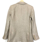 Beige Hue MARISA Pinstriped Oversized Linen Blazer Jacket / MAX MARA - Size 36