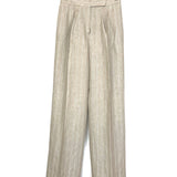 Beige Hue Pinstriped Linen Trousers / MAX MARA - Size 40