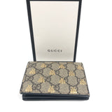 Beige Leather GG Supreme Bee Card Case Wallet / GUCCI