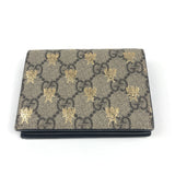 Beige Leather GG Supreme Bee Card Case Wallet / GUCCI