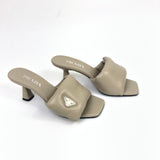 Beige Logo Soft Padded Leather Sandals / PRADA - Size 39