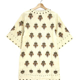 Beige Linen Studded Palm Embroidered Mini Dress / FARM RIO - Size S