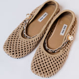 Beige Macrame Flat Ballerinas / MIU MIU - Size 37