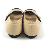 Beige Mary Jane Lambskin Leather Cap Toe Ballet Flats / CHANEL - Size 38.5