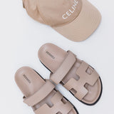 Beige Mastic CHYPRE Leather Sandals / HERMES - Size 37